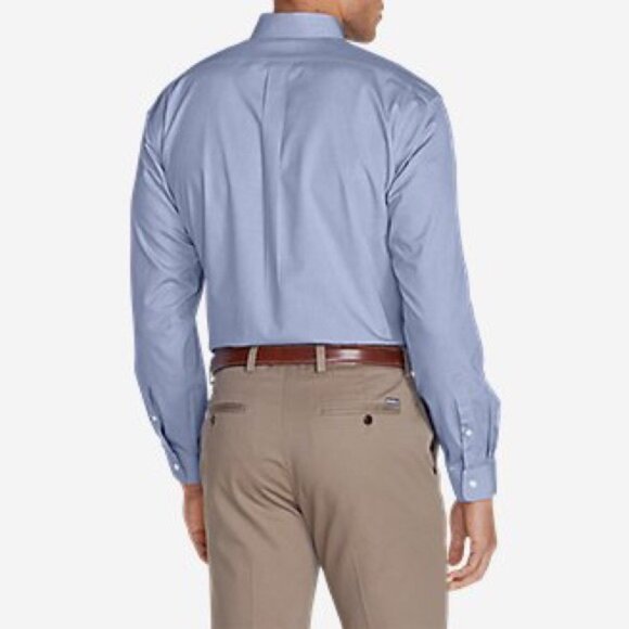 Eddie Bauer | Cornflower Blue Wrinkle-Free Pinpoint Cotton Oxford Shirt M Tall - Picture 2 of 6
